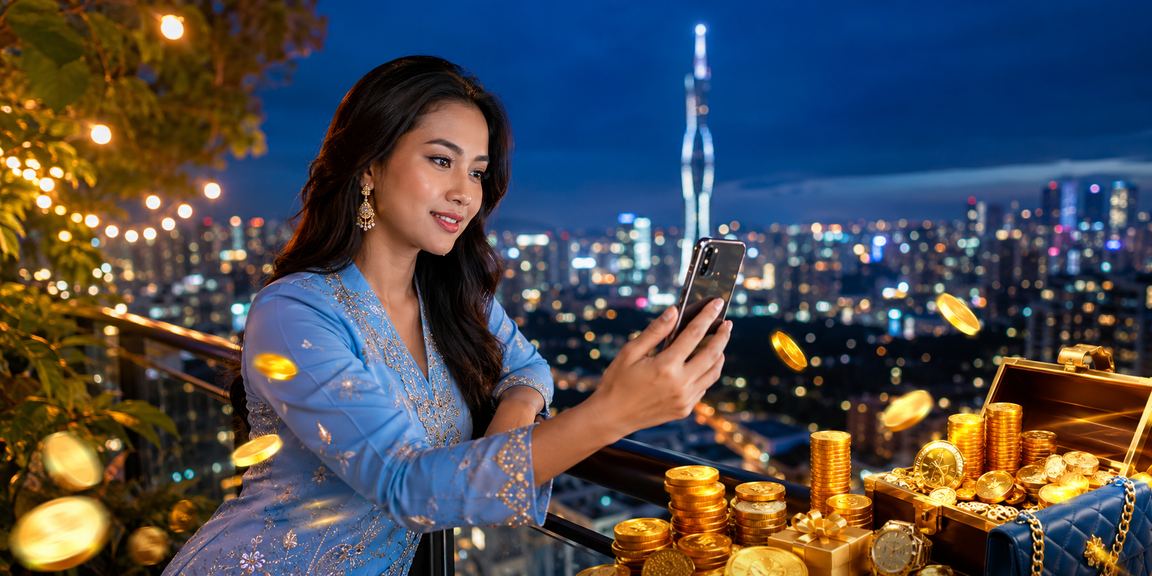 Kuala Lumpur user in baju kurung accessing the 137 mobile casino platform